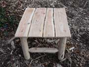 Rustic wooden table. Sustainable eco-friendly garden furniture