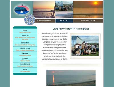 Borth Rowing Club website screen grab