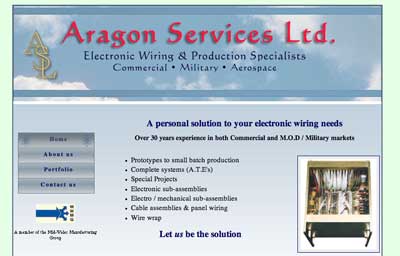 Screen Grab of Aragon Services Website