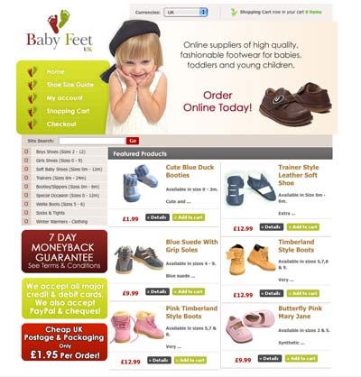 Baby Feet UK Website Screen Grab