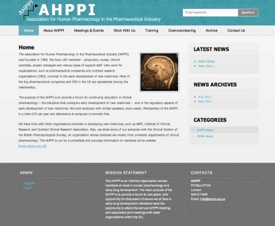 AHPPI Content Management Website Screen Grab