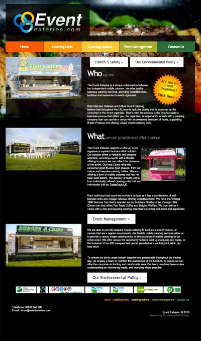 Event Eateries website, Wales Screen Grab