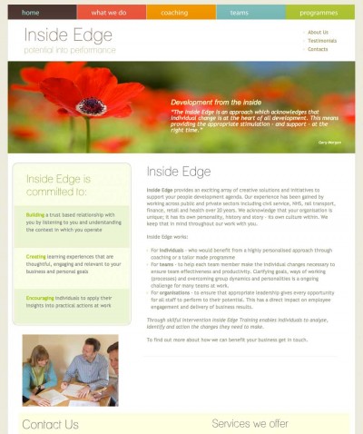 Inside Edge Training Website Design