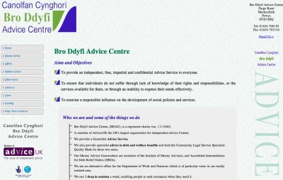 Bro Ddyfi Advice Centre Machynlleth Website Design