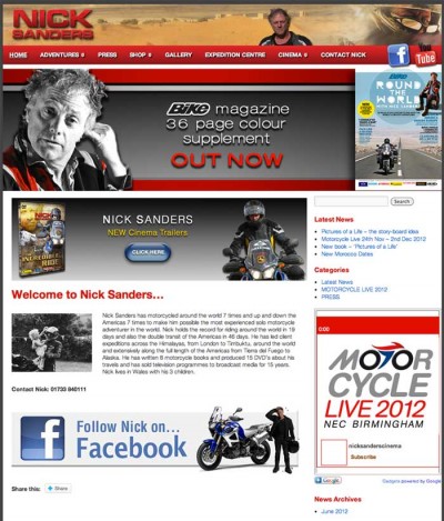 Nick Sanders Website screen grab