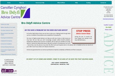 Advice Mid Wales Website Design Screen Grab