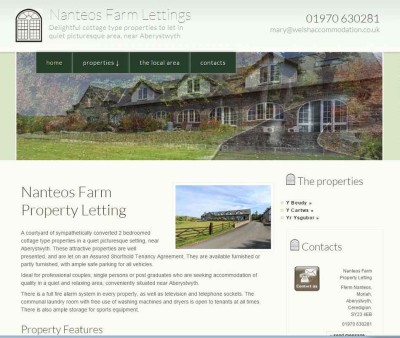 Nanteos Farm Lettings Website Design