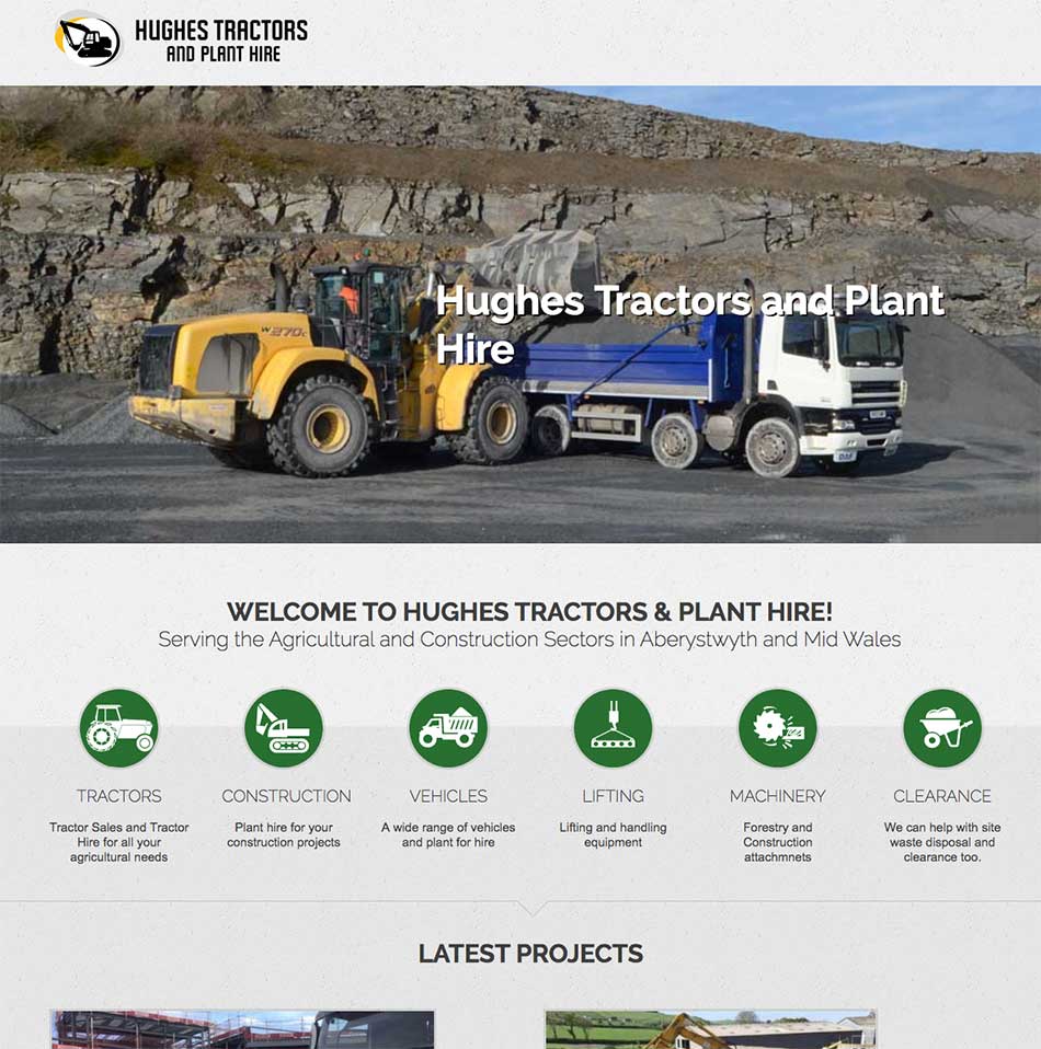 Hughes Tractors Website Design Screen Grab