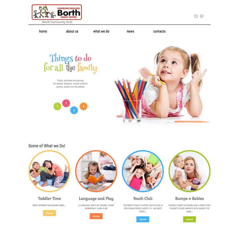 Borth Family Centre Website Design Screen Grab