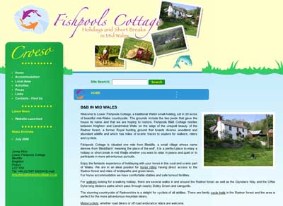 Fishpools Cottage Website Screen Grab